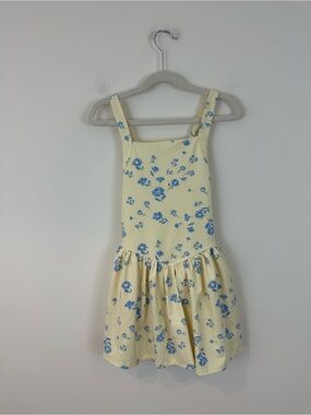 Btween Active Girls Yellow Floral Sundress with Blue Print Size 10